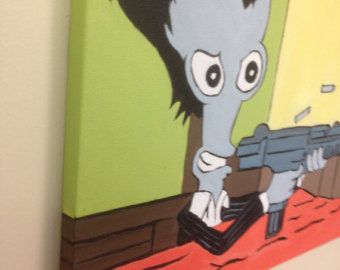 340x270 Roger American Dad Scarface Painting 16x20 Hand Painted Figures - American Dad Painting