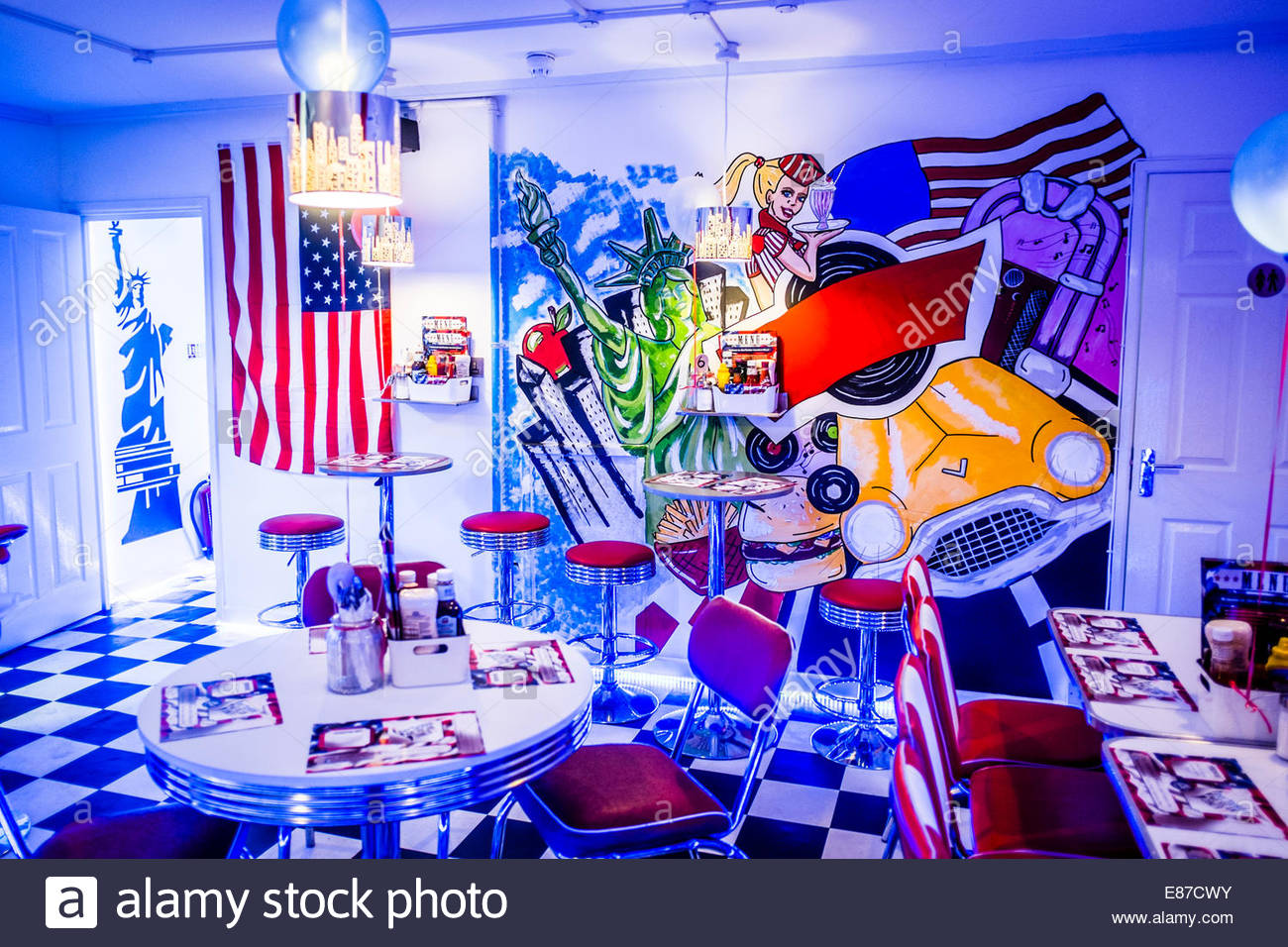 1300x956 Interior Painted Walls Of Aberyankee American Diner Style - American Diner Painting