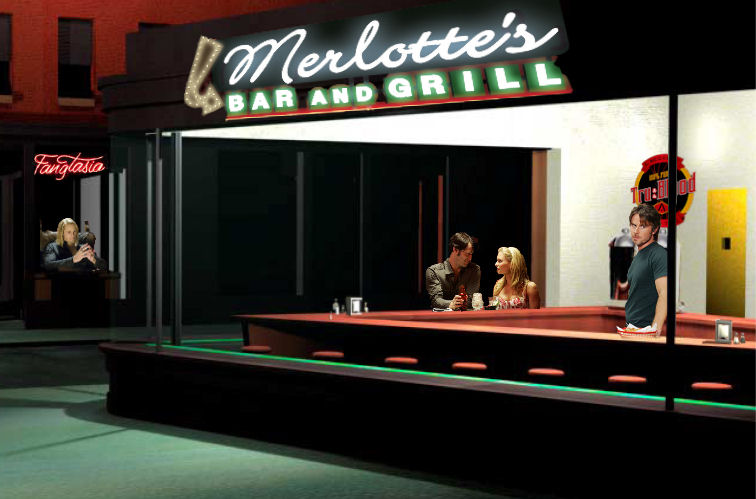 756x499 True Blood Nighthawks By Brandtk - American Diner Painting