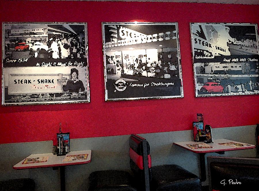 900x664 American Diner Painting By George Pedro - American Diner Painting