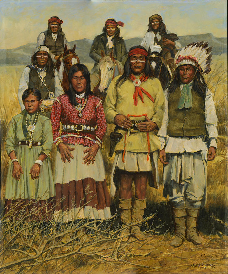 749x900 Apache Family Painting By Don Langeneckert - American Family Painting