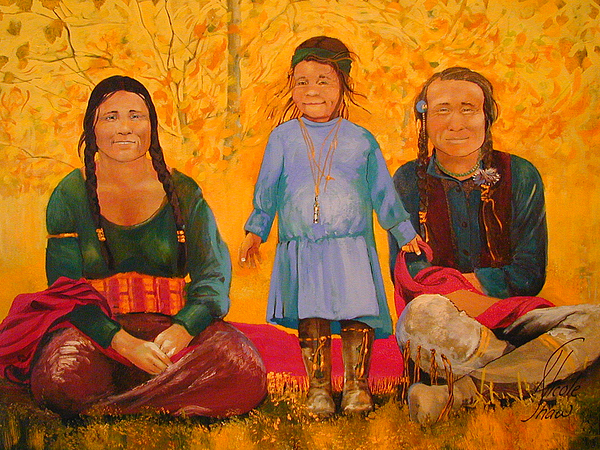 600x450 North American Native Family Painting By Nicole Shaw - American Family Painting