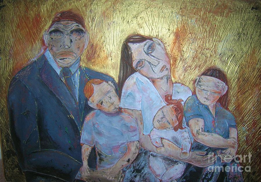 900x626 Portrait Of An American Family Painting By Mary Miller - American Family Painting