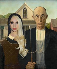 236x285 American Gothic, Tableau American Gothic - American Farmer Painting