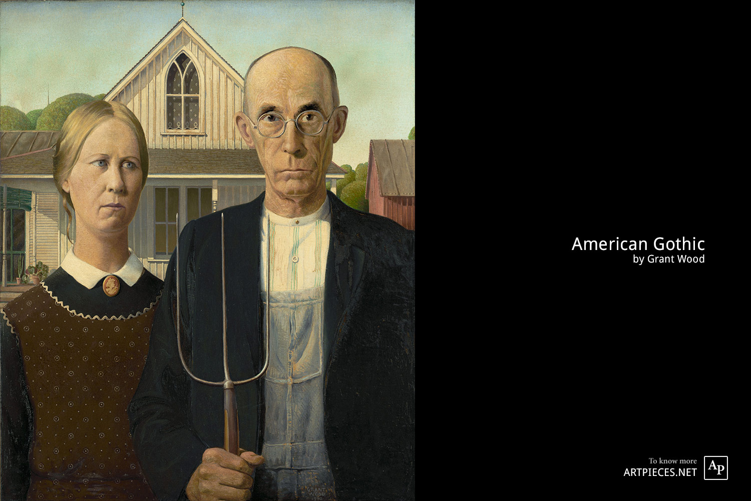 1500x1000 American Gothic Grant Wood - American Farmer Painting