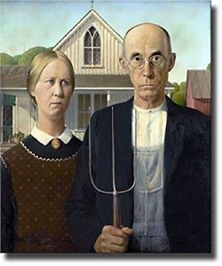 250x300 American Gothic Farmer Painting By Grant Picture On Stretched - American Farmer Painting