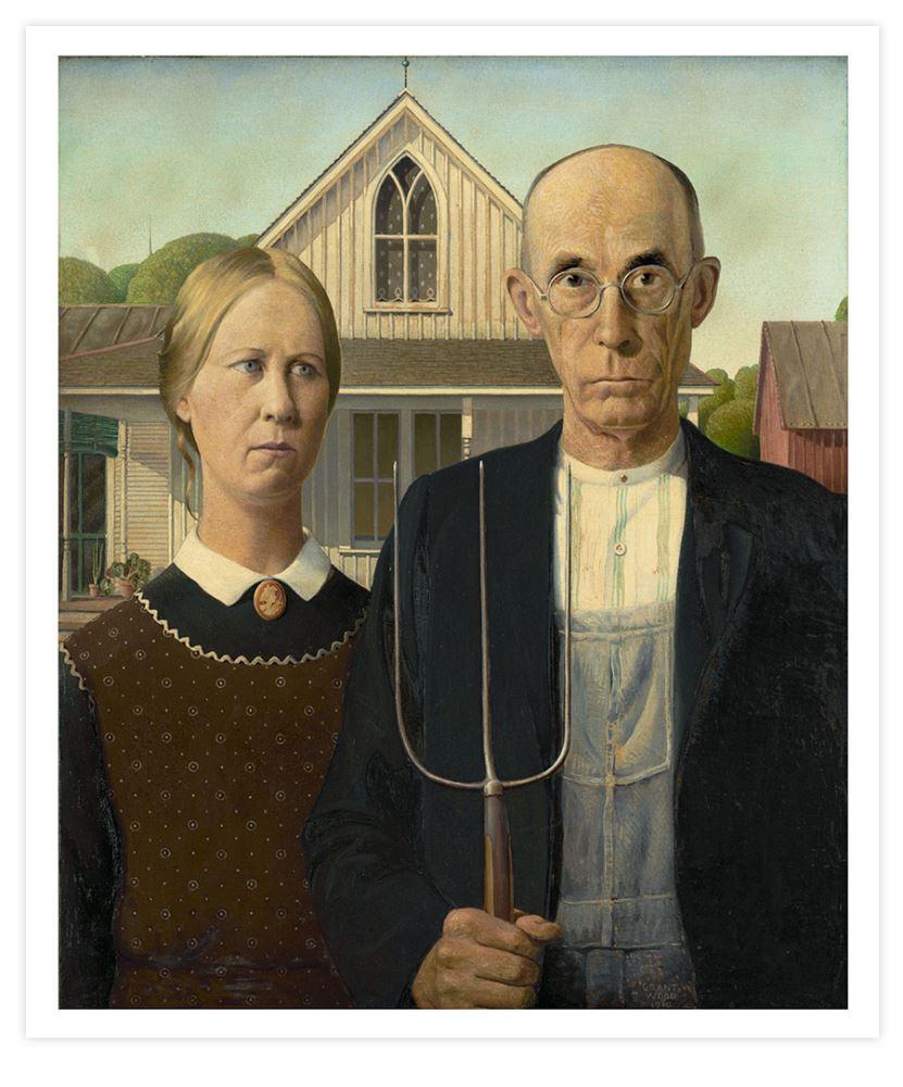 831x1000 American Gothic By Grant Wood Art Print Pop Motif - American Farmer Painting