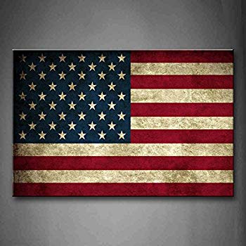 350x350 Large 24x36 America Flag Canvas Wall Art, American - American Flag Canvas Painting