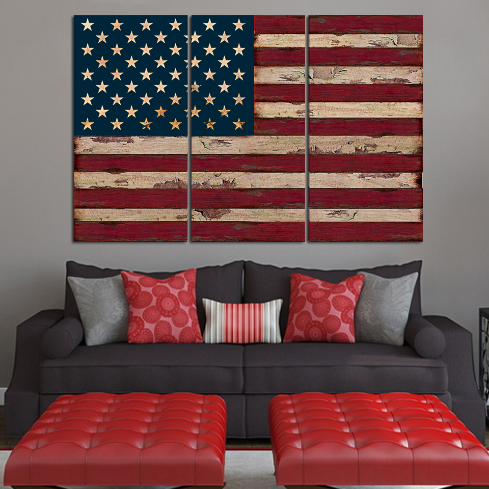 960x960 3panel American Usa United States Of America Flag Canvas Wall Art - American Flag Canvas Painting