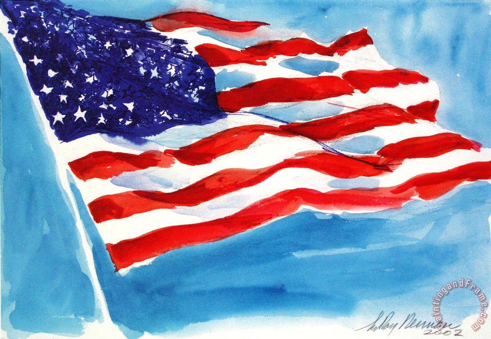 960x662 Leroy Neiman American Flag Painting - American Flag Painting