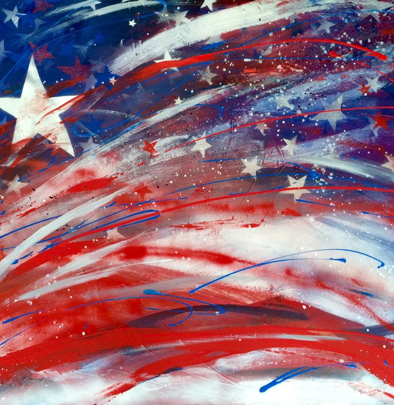 770x791 Saatchi Art Deconstructed American Flag Painting By Mg Stout - American Flag Painting