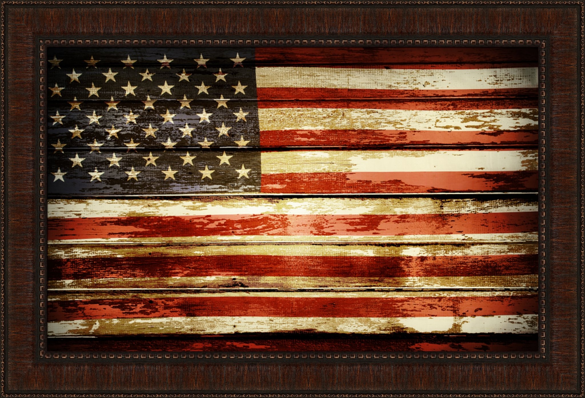 2048x1395 Tangletown Fine Art American Flag Framed Acrylic Painting Print - American Flag Painting
