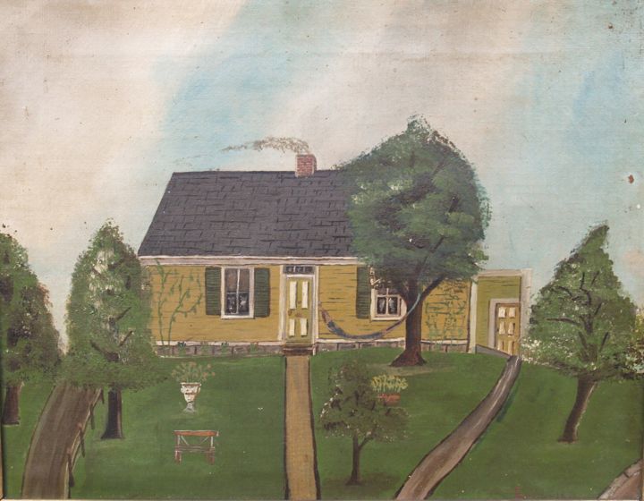 720x560 American Folk Art Paintings House And Barn - American Folk Art Painting