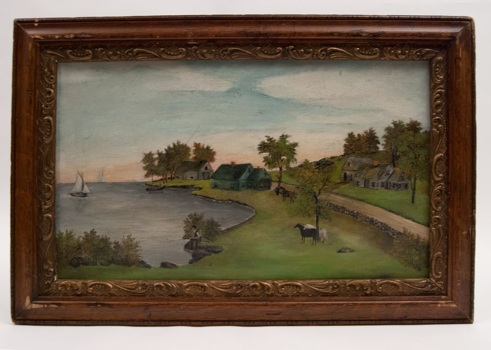 1000x713 Antique American Folk Art Painting Early 20th Century Boston Mass - American Folk Art Painting
