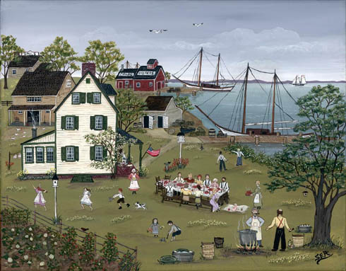 490x383 Original Folk Art Paintings By Sharon Esther Ascherl - American Folk Art Painting