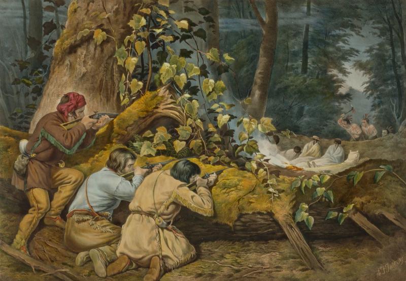 800x554 American Frontier Life. The Hunter's Stratagem. Smithsonian - American Frontier Painting