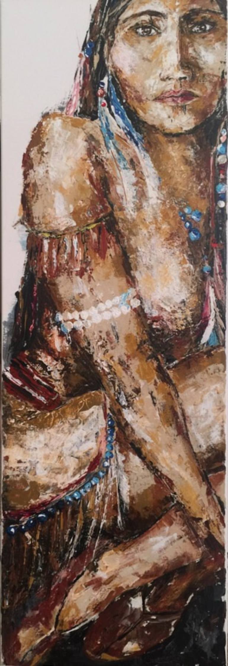 770x2243 Saatchi Art Native American Girl Painting By March Locust - American Girl Painting