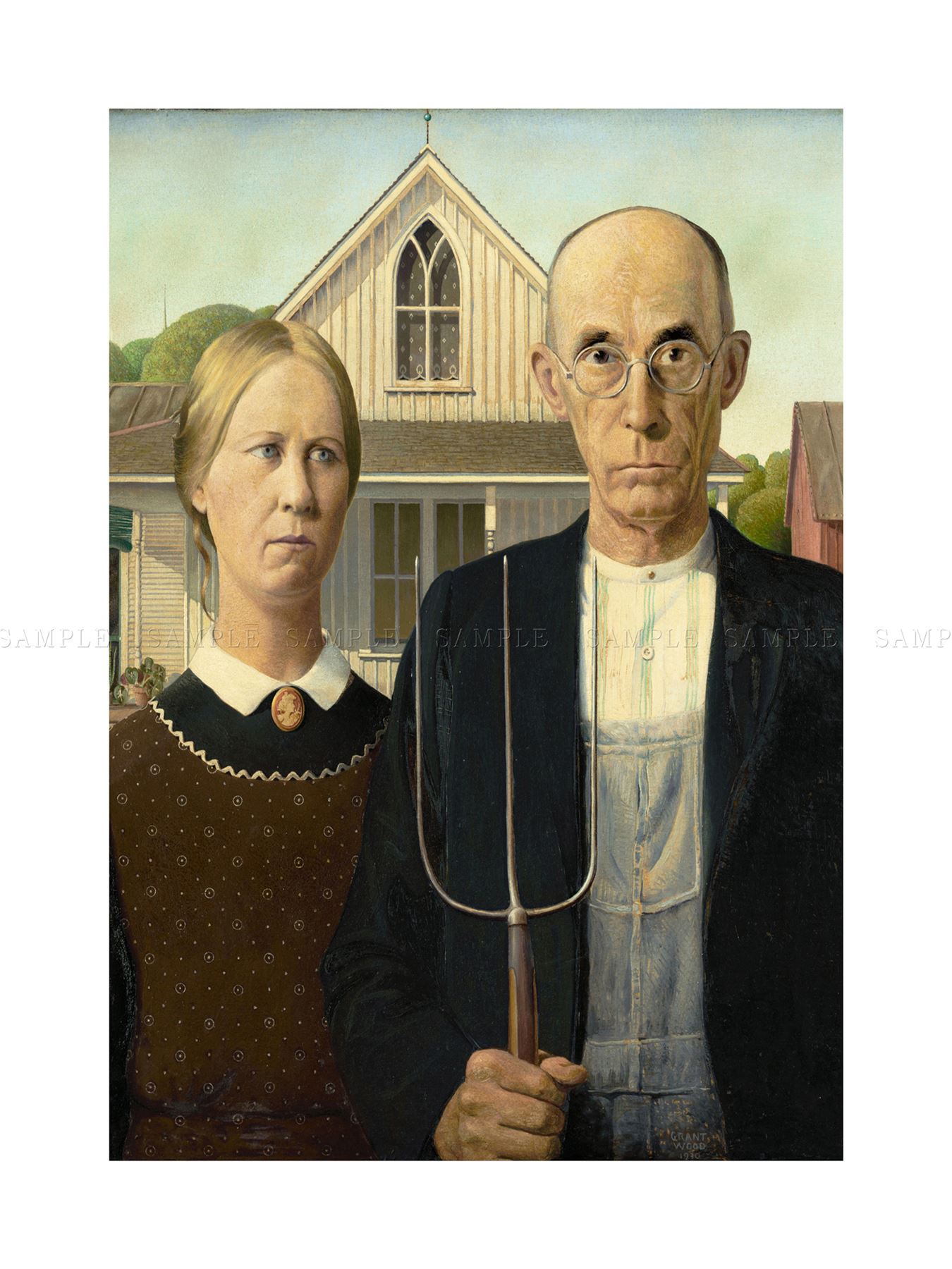 1350x1800 Grant Wood American Gothic Framed Art Print F12x8475 Unframed Ebay - American Gothic Painting