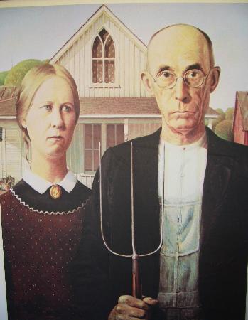 349x450 The Famous Painting By Grant Wood - American Gothic Painting