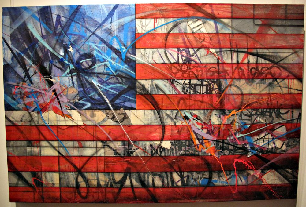 1000x678 Grafitti Art In La Seventh Letter Saber American Flag Graffiti - American Graffiti Painting