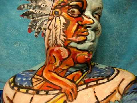 480x360 Native American Indian In A Canoe! Face Paint Art In Motion - American Indian Face Painting