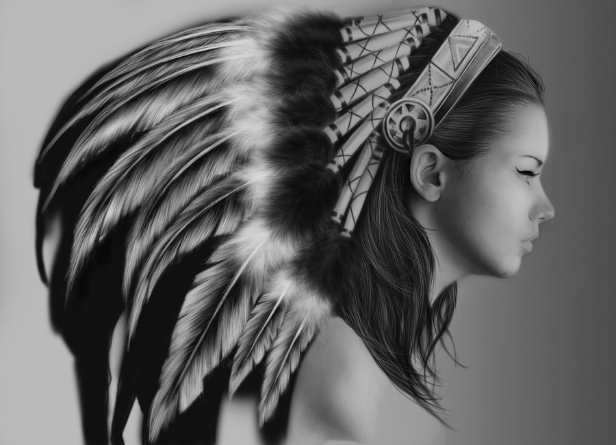 900x650 Indian Girl By Vannenov - American Indian Girl Painting