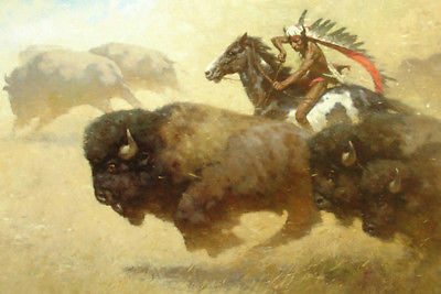 400x267 Warrior Buffalo Hunter Native American Indian Oil Painting - American Indian Oil Painting