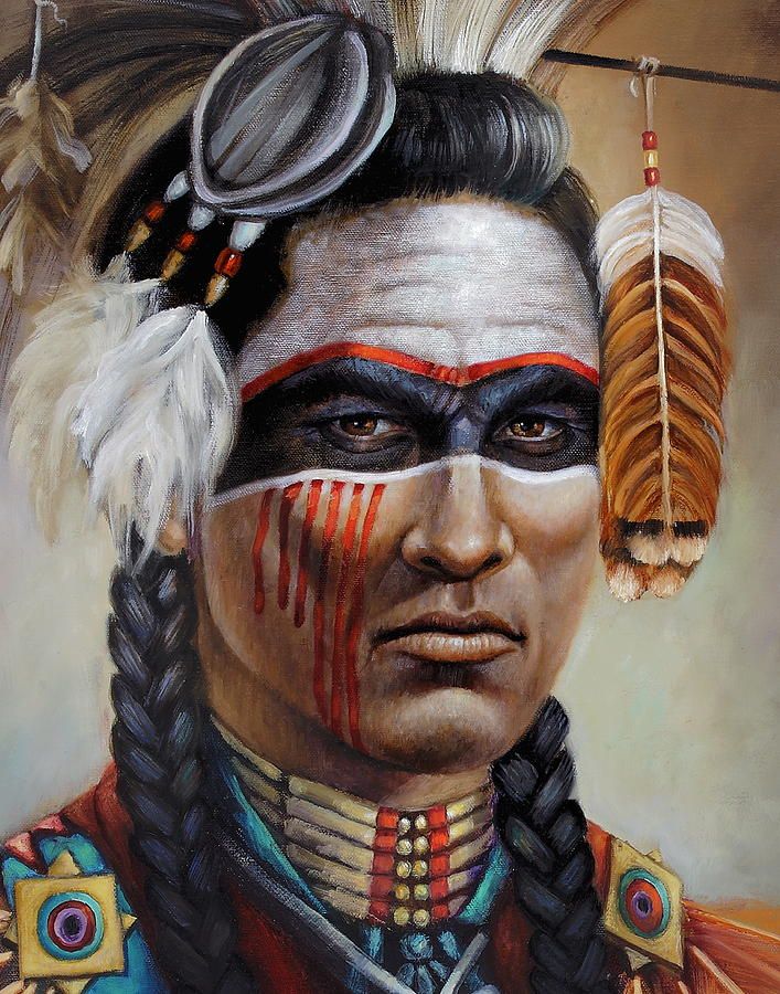 707x900 Native American Warriors Red Road Warrior Detail Painting By - American Indian Painting