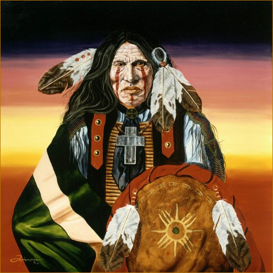 945x945 Portrait In Oil - American Indian Painting