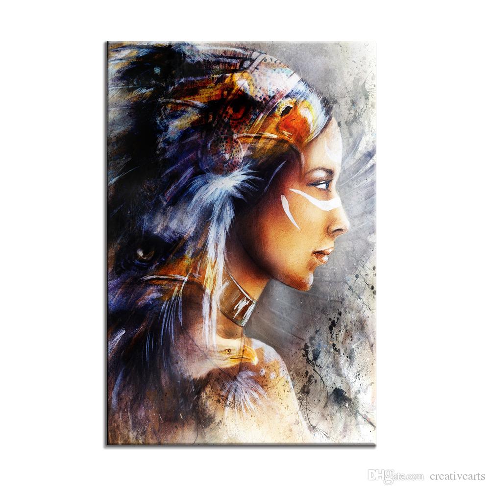 1000x1000 2018 Modern American Indian Woman Painting Prints Non Frame Photo - American Indian Woman Painting