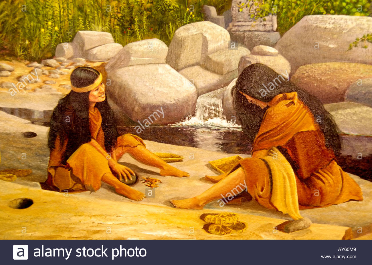 1300x929 Painted Mural Depicts Nativemerican Indian Women Working By - American Indian Woman Painting