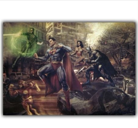 452x422 Justice League Retro Comics American Style Hero Poster Painting - American Justice Painting