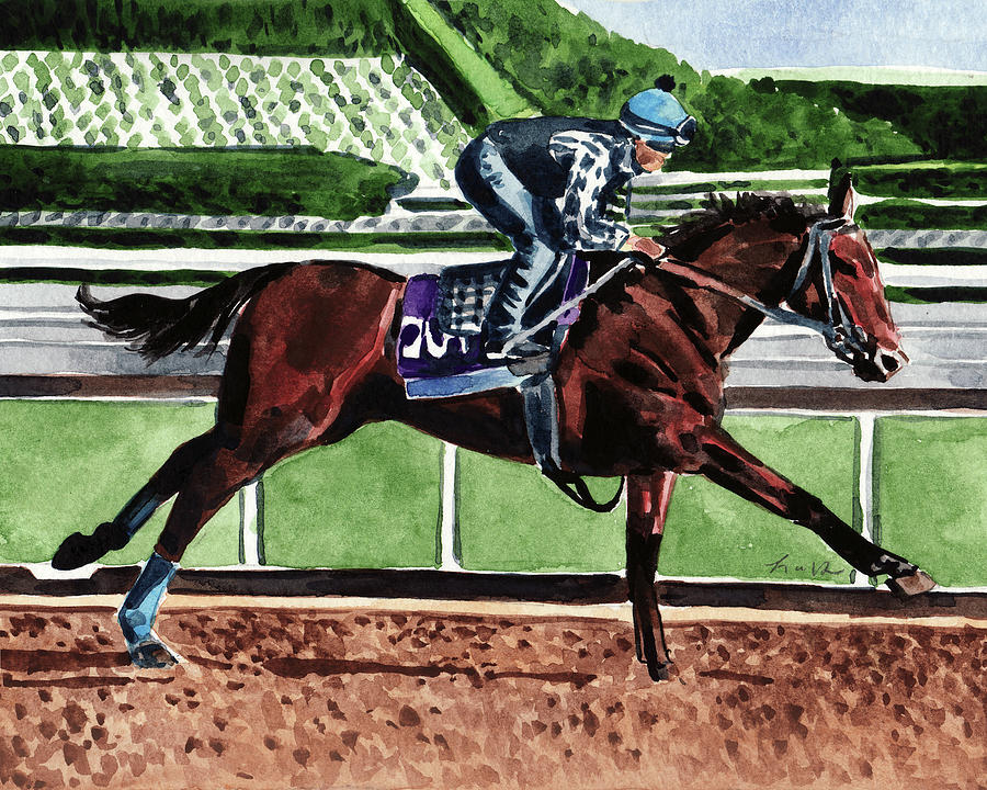 900x720 American Pharoah Triple Crown Winner Painting By Laura Row - American Pharoah Painting