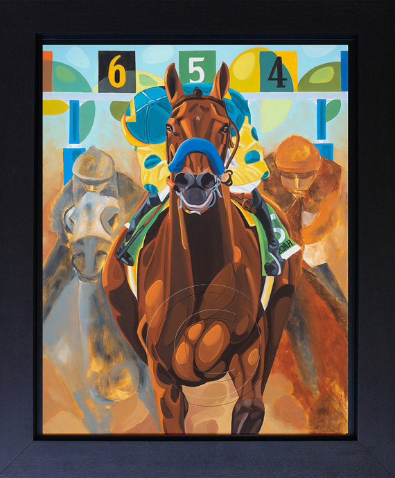 570x690 Triple Crown Winner American Pharoah Horse Racing Art Giclee - American Pharoah Painting