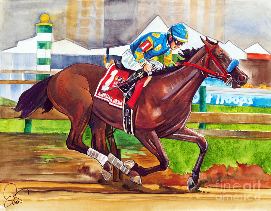 900x701 American Pharoah Painting By Dave Olsen - American Pharoah Painting