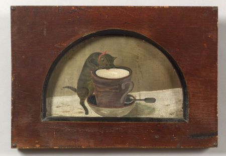 450x310 American School, 19th Century Primitive Painting Of A Tiger Cat - American Primitive Painting