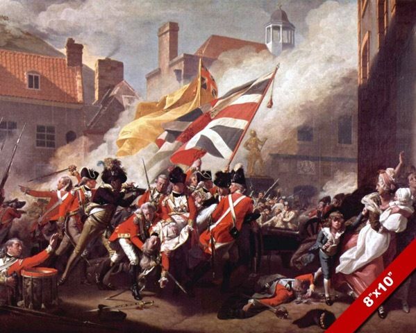 599x480 American Revolutionary War British Soldiers Oil Painting Art Real - American Revolution Painting