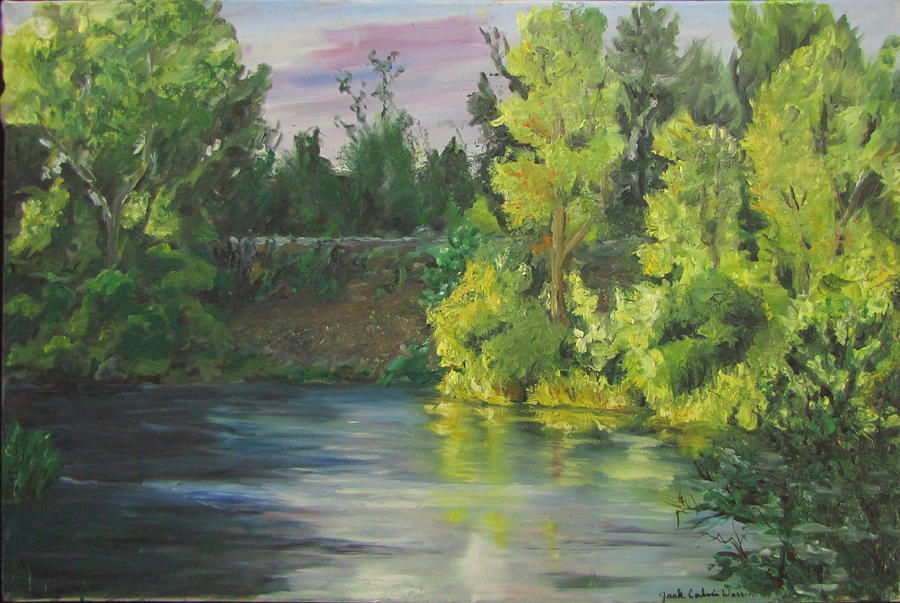 900x603 American River Levee Painting By Jack Warren - American River Painting