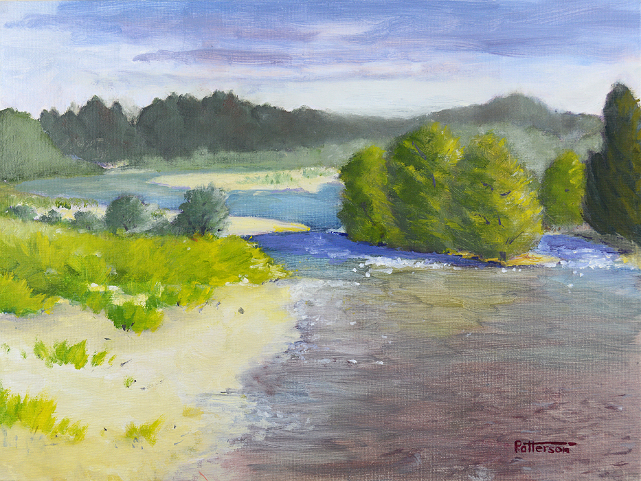 933x700 American River View West From Bike Bridge 700x933px 72dpi - American River Painting