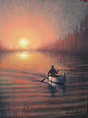 366x488 Native American - American River Painting