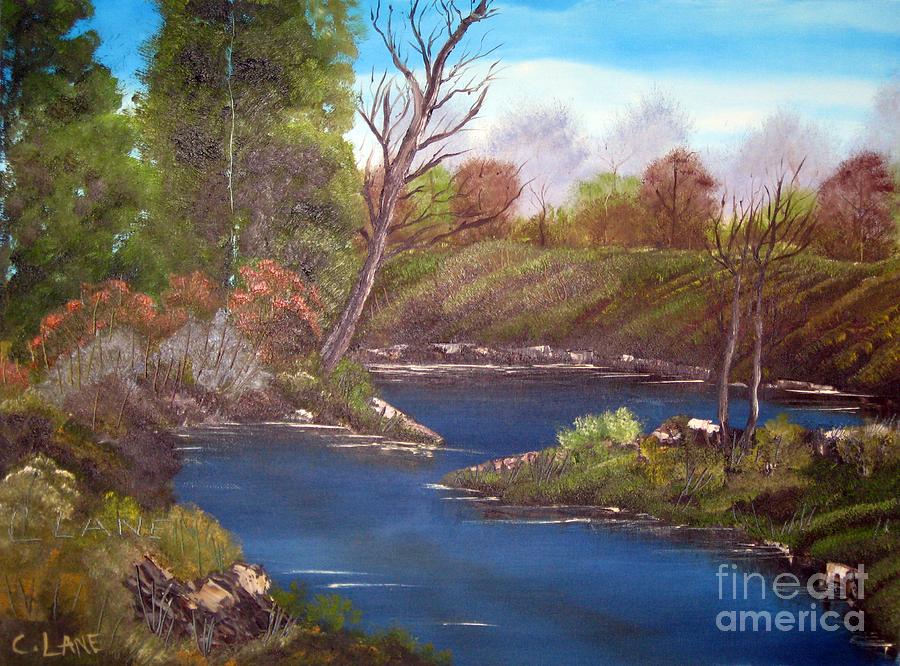 900x666 American River Landscape Painting Painting By Cindi Lane - American River Painting
