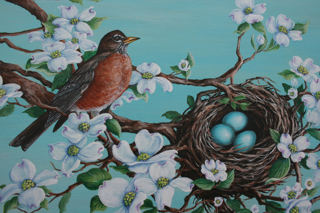 1024x683 American Robin Painted Table Turquoise Painted Magazine - American Robin Painting