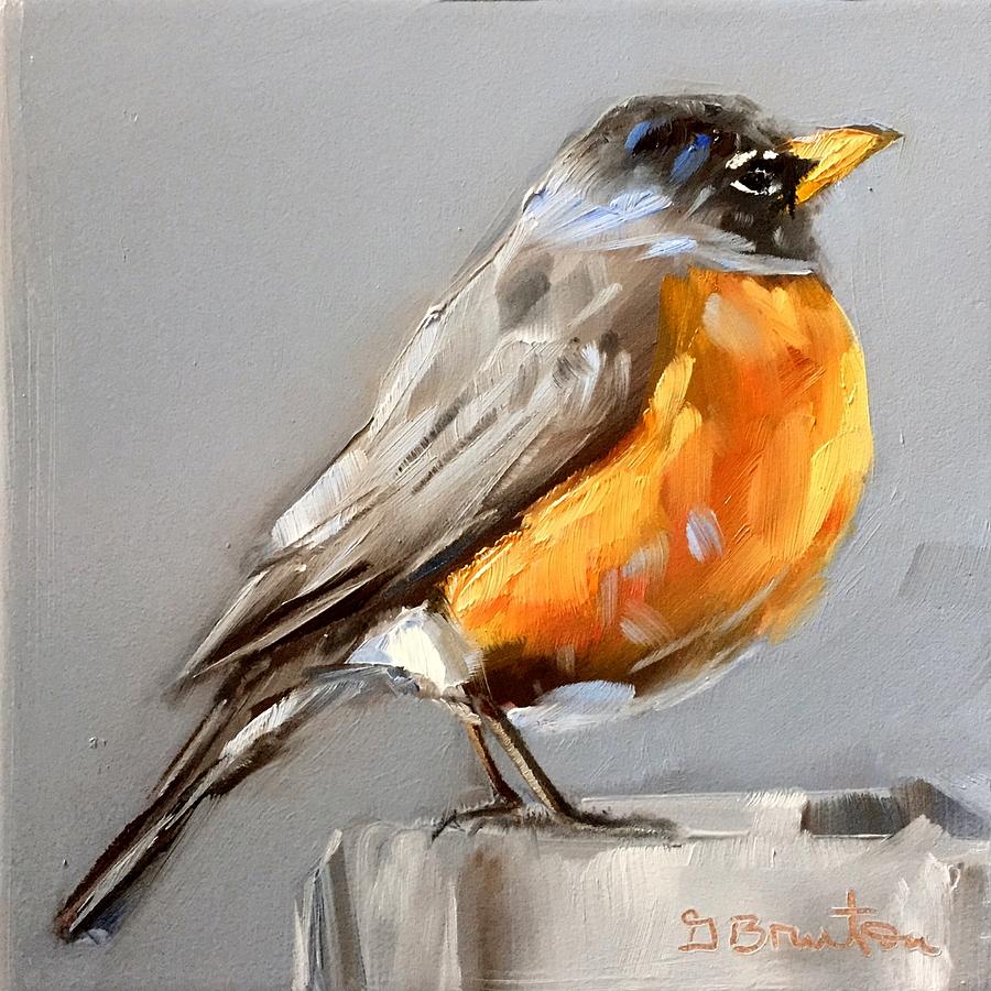 900x900 American Robin Painting By Gary Bruton - American Robin Painting