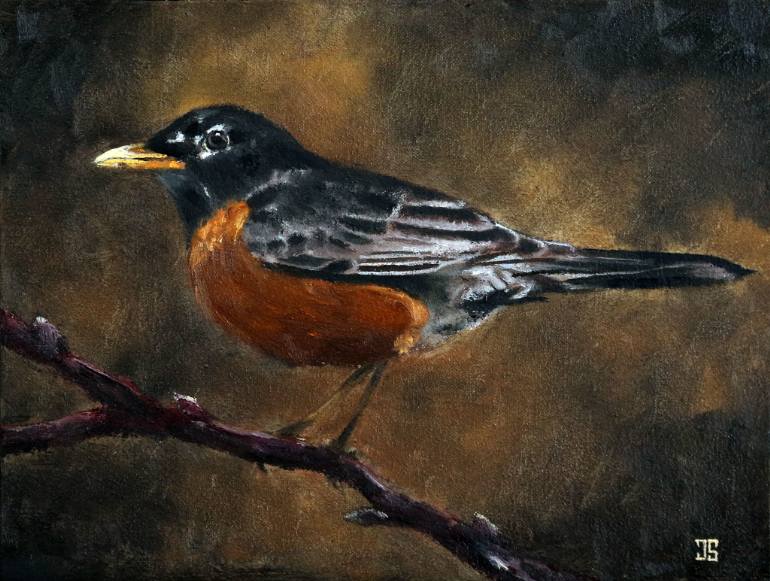 770x581 Saatchi Art Birds Of Cape Cod American Robin Painting By Jeffrey - American Robin Painting