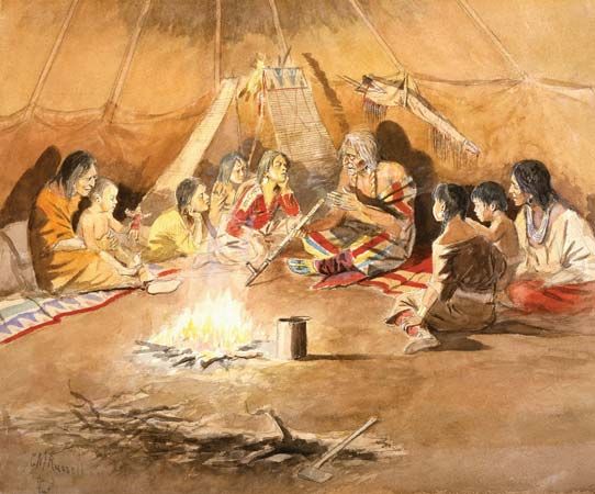 542x450 American Indian Storytelling - American Storytellers Painting