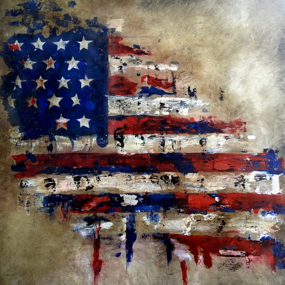 570x570 Abstract Flag Painting American Veterans Canvas Pop Art By - American Veterans Painting