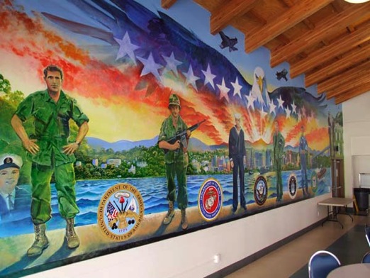 522x392 Veterans Village San Diego Art Mural - American Veterans Painting