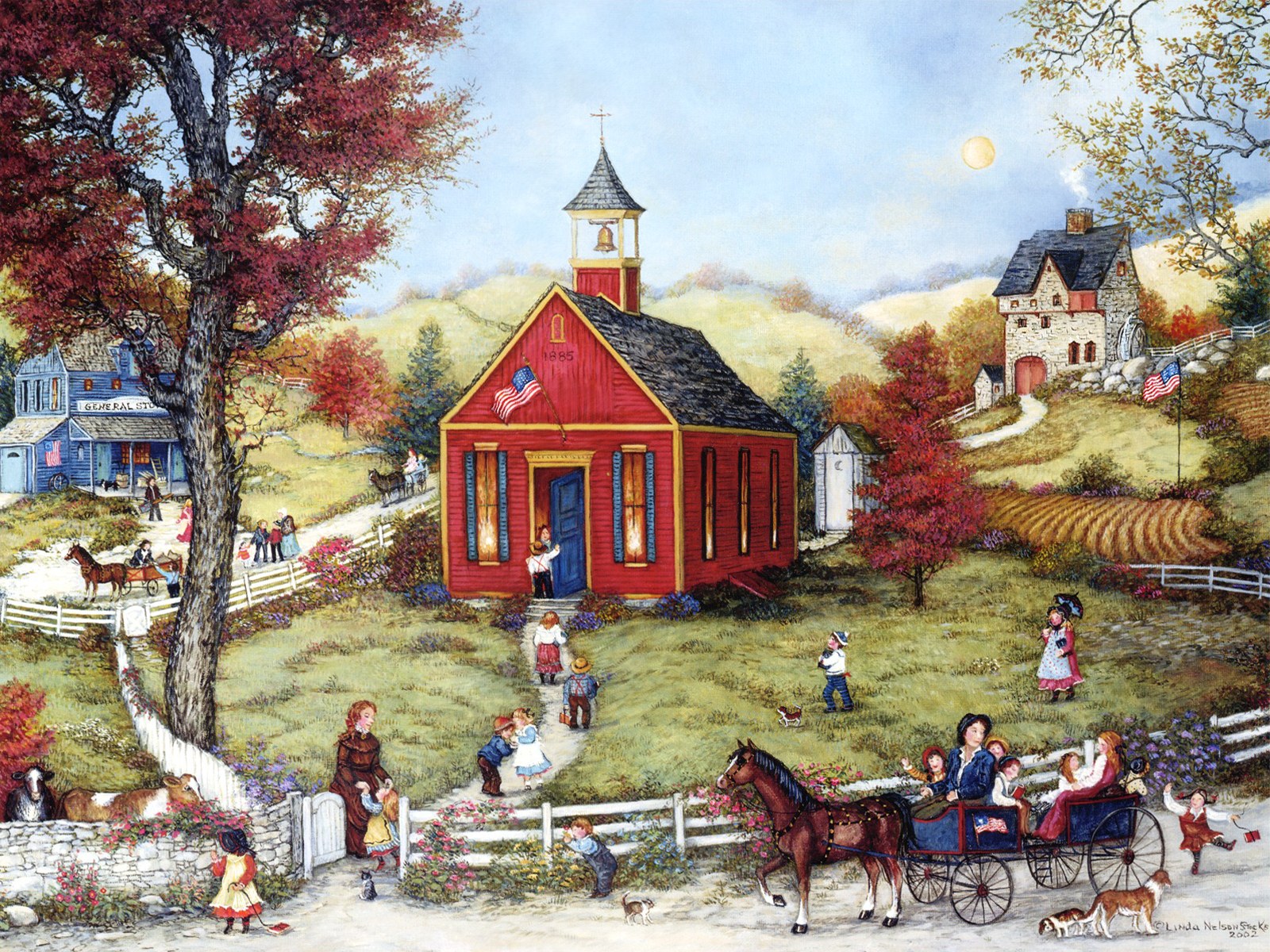 1600x1200 American Folk Art Linda Nelson Stocks Folk Art Painting - Americana Painting