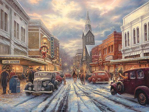 570x428 Americana Painting, Nostalgic Canvas Art, Large Painting, Classic - Americana Painting