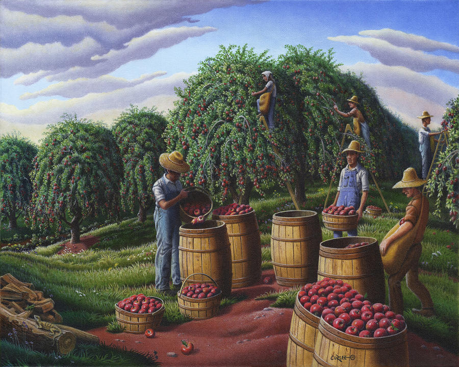 900x720 Apple Harvest - Americana Painting Artists